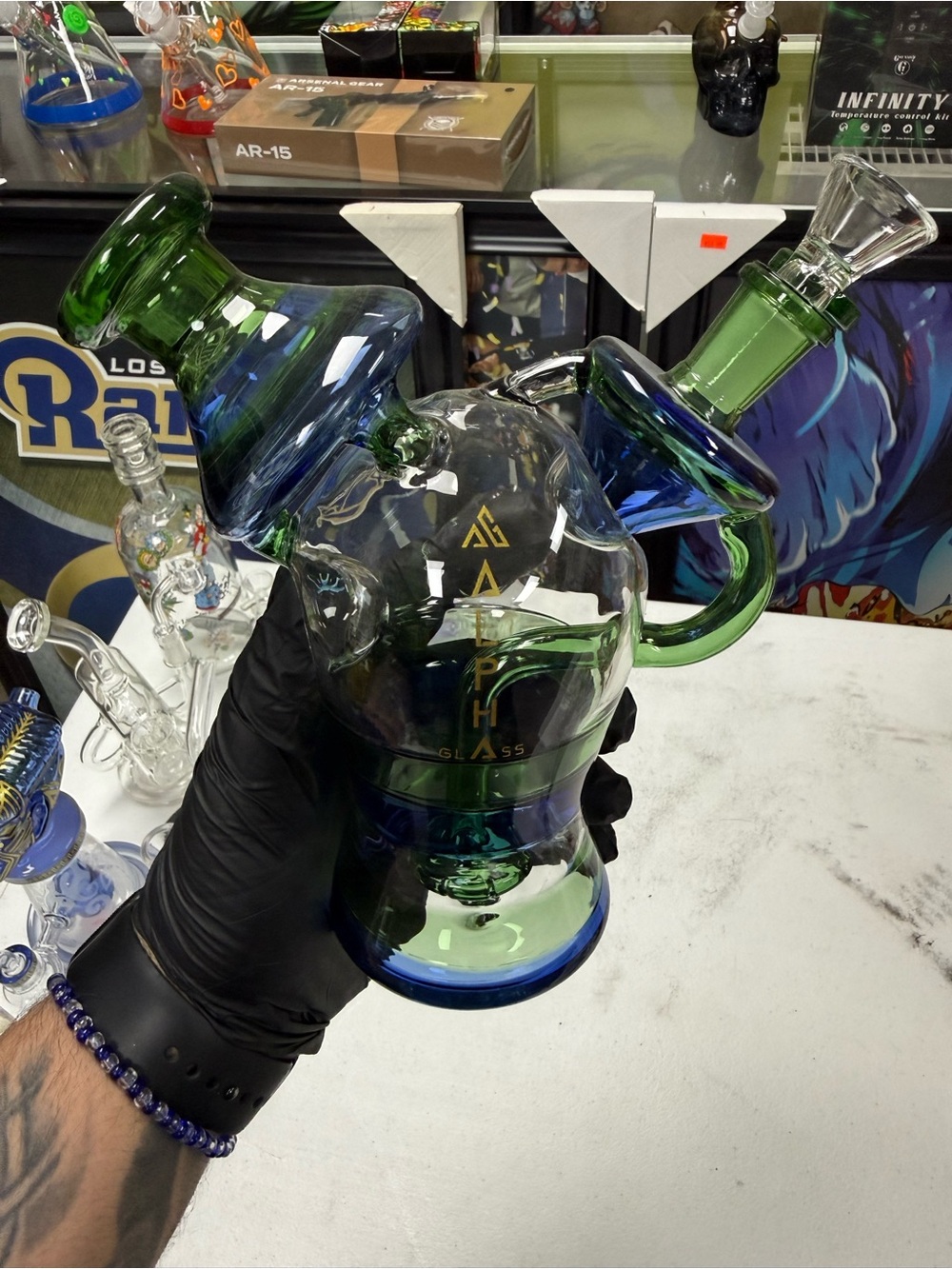 Alpha Glass Multi-Color Green & Blue - Picture 3 of 3